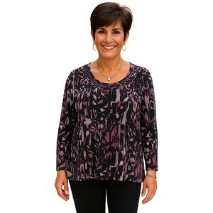 Axcess Women's XL Purple & Black Pullover Top